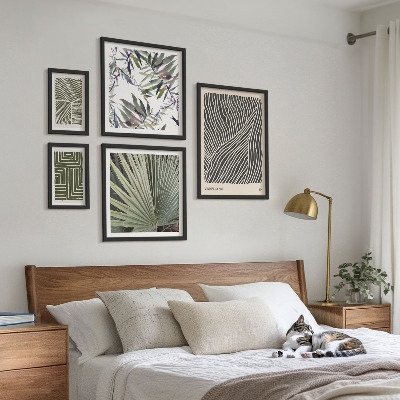 Tavelvägg med 5 tavlor Minimalistiska växtmönster