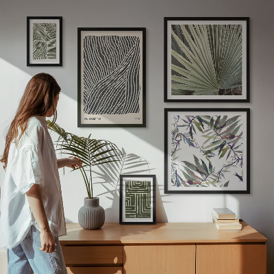 Tavelvägg med 5 tavlor Minimalistiska växtmönster