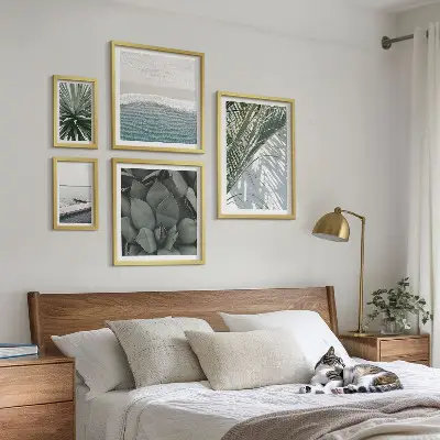 Tavlor med tropiska växter och hav väggdekoration i set