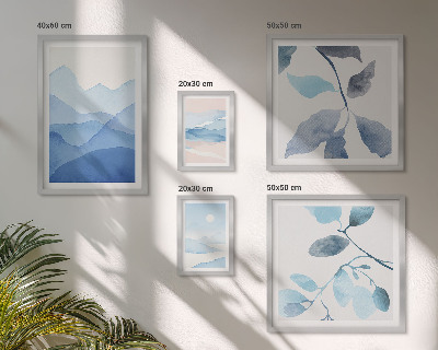 Tavelvägg med 5 tavlor Naturblå minimalistisk