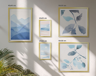 Tavelvägg med 5 tavlor Naturblå minimalistisk