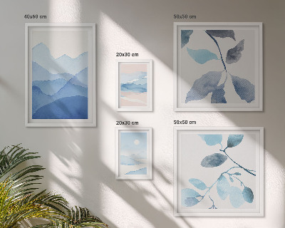 Tavelvägg med 5 tavlor Naturblå minimalistisk