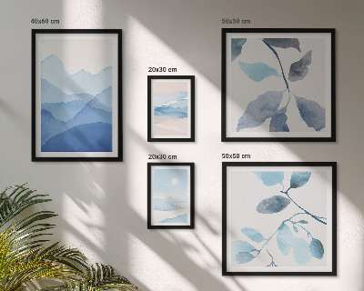 Tavelvägg med 5 tavlor Naturblå minimalistisk