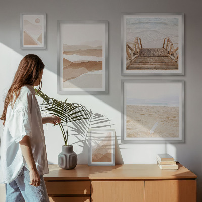 Väggdekoration tavelset Minimalistiska stränder och berg