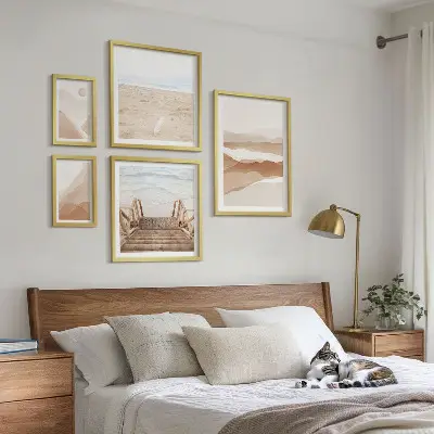 Tavelset med väggdekoration minimalistiska motiv av stränder och berg