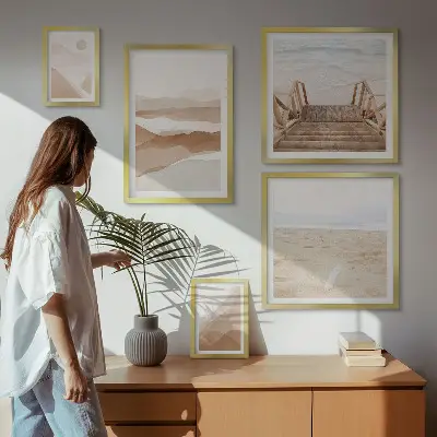 Tavelset med väggdekoration minimalistiska motiv av stränder och berg