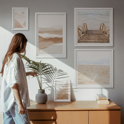 Väggdekoration tavelset Minimalistiska stränder och berg