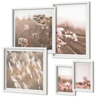 Set om 5 tavlor Blommotiv av delikat natur