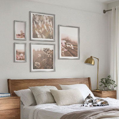 Set om 5 tavlor Blommotiv av delikat natur