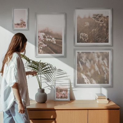 Set om 5 tavlor Blommotiv av delikat natur