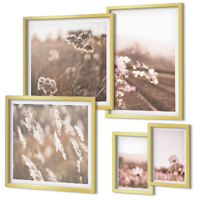Set om 5 tavlor Blommotiv av delikat natur