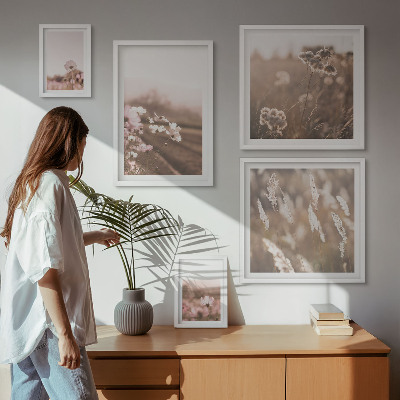 Set om 5 tavlor Blommotiv av delikat natur