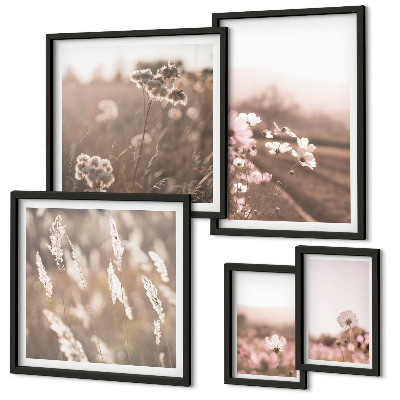 Set om 5 tavlor Blommotiv av delikat natur