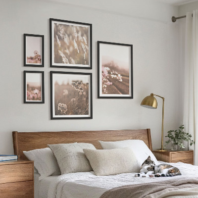 Set om 5 tavlor Blommotiv av delikat natur