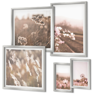 Set om 5 tavlor Blommotiv av delikat natur
