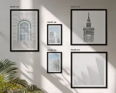 Tavelset väggdekoration med motiv av modern arkitektur i minimalism