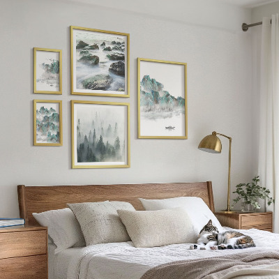 Set om 5 tavlor Fridfulla landskap med vatten