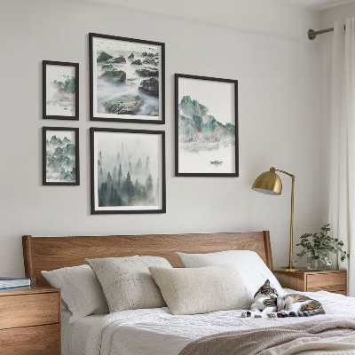 Set om 5 tavlor Fridfulla landskap med vatten