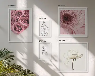 Blommiga boho-tavlor set om 5 stycken