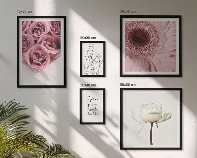 Blommiga boho-tavlor set om 5 stycken
