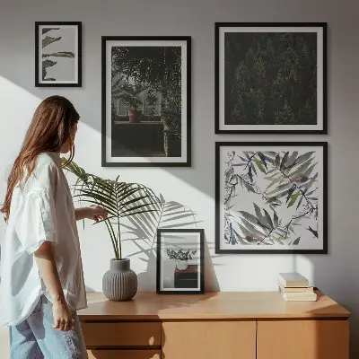 Gröna oasväxtmotiv set om 5 tavlor