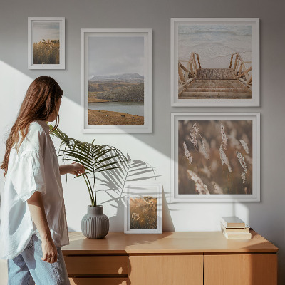 Set om 5 tavlor Naturlandskap i sjöfältet