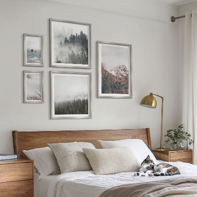 Set om 5 tavlor Landskap berg skogar moln