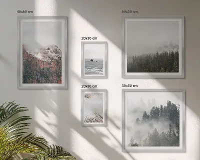 Tavloset med 5 delar motiv av landskap med berg, skog och moln