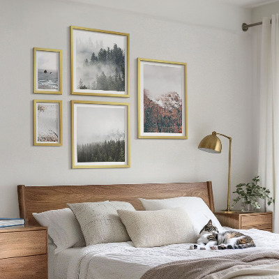 Set om 5 tavlor Landskap berg skogar moln