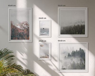 Set om 5 tavlor Landskap berg skogar moln