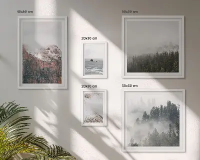 Tavloset med 5 delar motiv av landskap med berg, skog och moln
