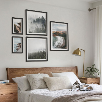 Tavelvägg med 5 tavlor Kustlandskap, bergskogar