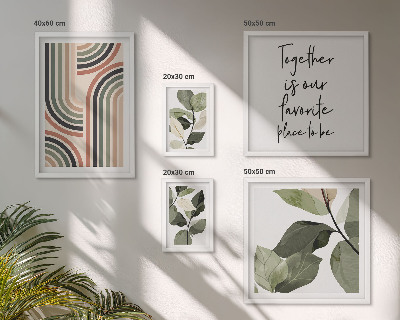 Tavelvägg med 5 tavlor Snygg geometri med blommiga accenter