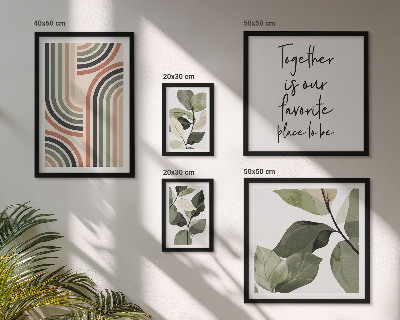 Tavelvägg med 5 tavlor Snygg geometri med blommiga accenter