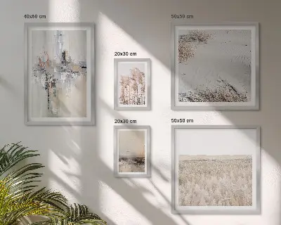 Tavelset med naturtema i minimalistisk stil set om 5 tavlor