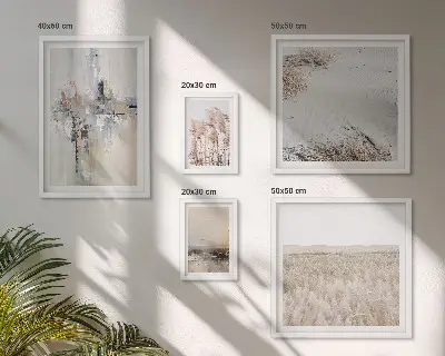 Tavelset med naturtema i minimalistisk stil set om 5 tavlor