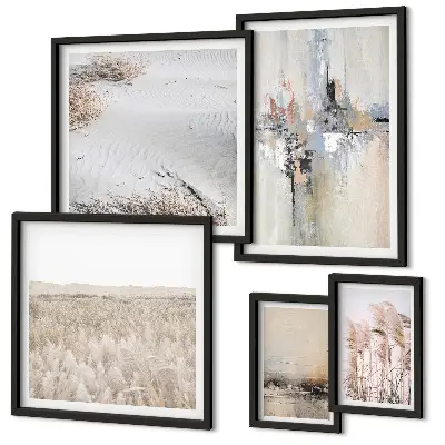 Tavelset med naturtema i minimalistisk stil set om 5 tavlor