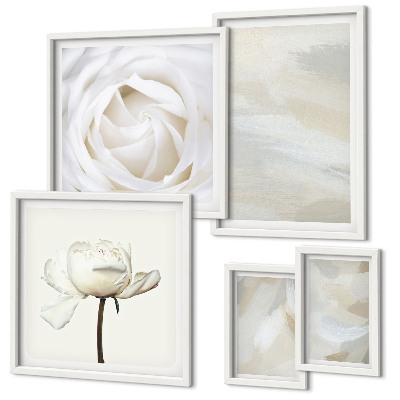 Väggdekoration tavelset Blommiga inspirationer vita