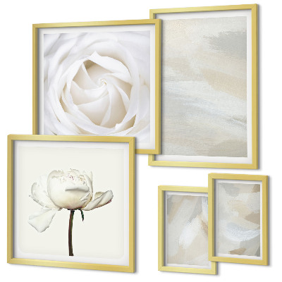 Väggdekoration tavelset Blommiga inspirationer vita