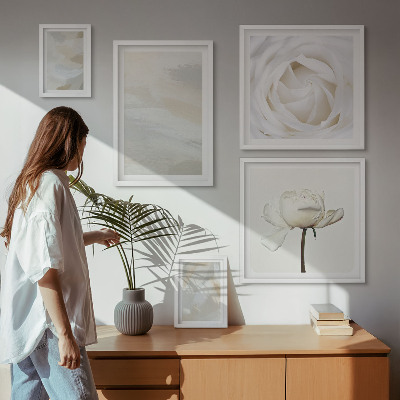 Väggdekoration tavelset Blommiga inspirationer vita