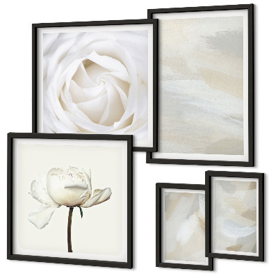 Väggdekoration tavelset Blommiga inspirationer vita
