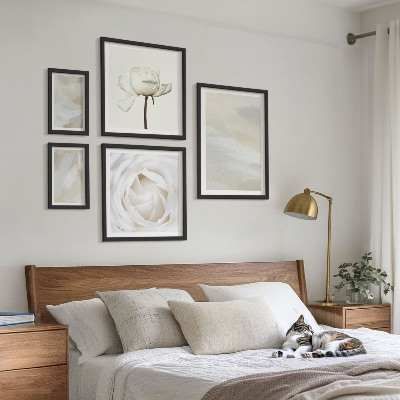 Väggdekoration tavelset Blommiga inspirationer vita