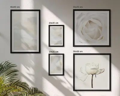 Tavelset väggdekoration blommiga inspirationer i vitt