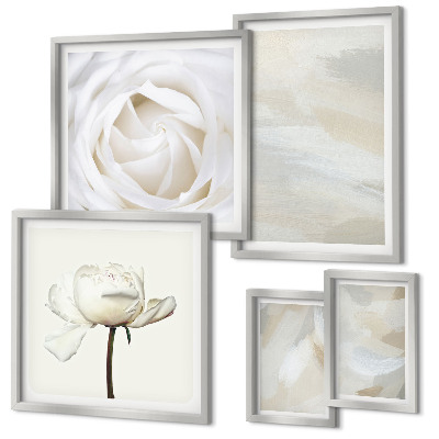 Väggdekoration tavelset Blommiga inspirationer vita