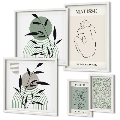 Set om 5 tavlor Snygg växtgrafik