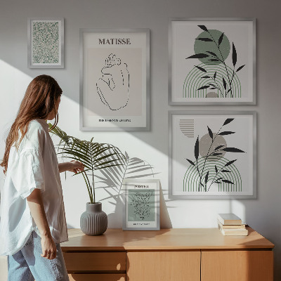 Set om 5 tavlor Snygg växtgrafik
