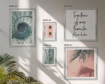 Tavelvägg med 5 tavlor snygga geometriska motiv