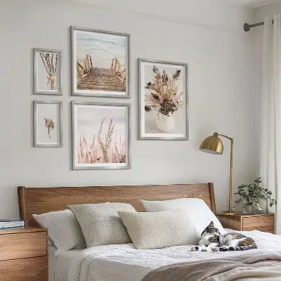 Tavloset med torkade växter och vatten set om 5 delar