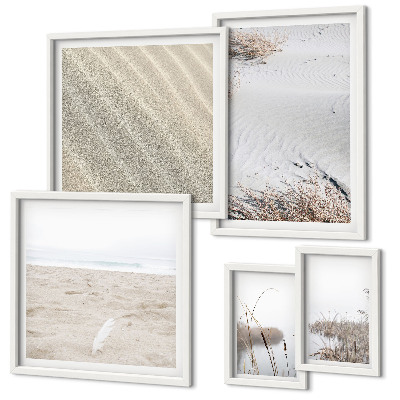Tavelvägg med 5 tavlor Minimalistiska strandmotiv