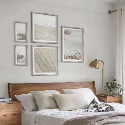 Tavelvägg med 5 tavlor Minimalistiska strandmotiv